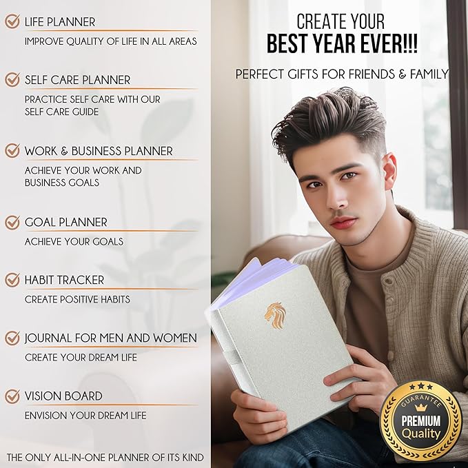 Life Planner - Undated Daily, Weekly & Monthly Planner with Budget Section | A 12 Month Journey to Increase Productivity & Happiness | Life Organizer & Gratitude Journal - Horizontal Format-DeskLoop Office