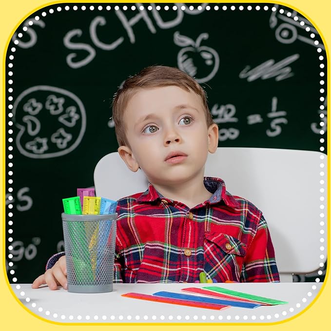 Teling 192 Pack Rulers Bulk for Classroom Transparent Colorful Metric Rulers with Inches and Centimeters 8 Colors for Kids Back to School Supplies(6 Inch)-DeskLoop Office