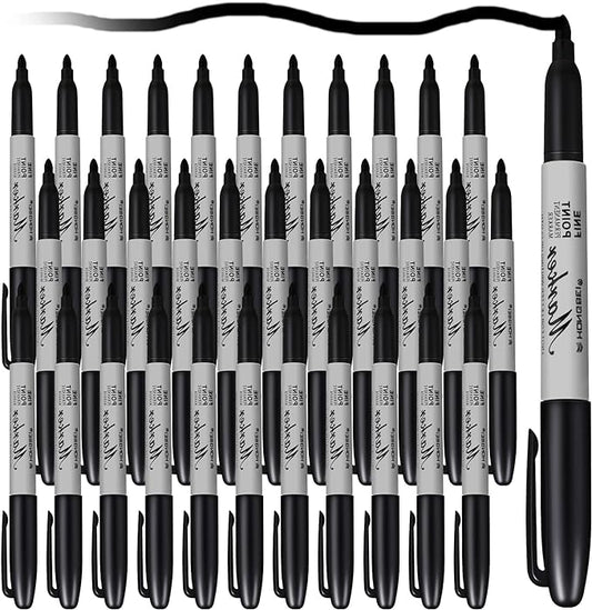 Thenshop 60 Pack Permanent Markers Bulk Black Permanent Marker Set Fine Point Pens Work on Wood, Metal, Stone, Glass-DeskLoop Office