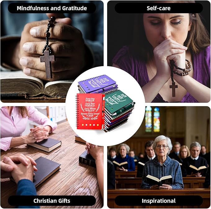 100 Pcs Bulk Christian Gifts Prayer Journal for Woman - 50 Set Religious Notepad with Christian Pen - Bible Notebook - Church Gifts for Mother's Day, Bible Study, and Family Devotions ( Colorful )