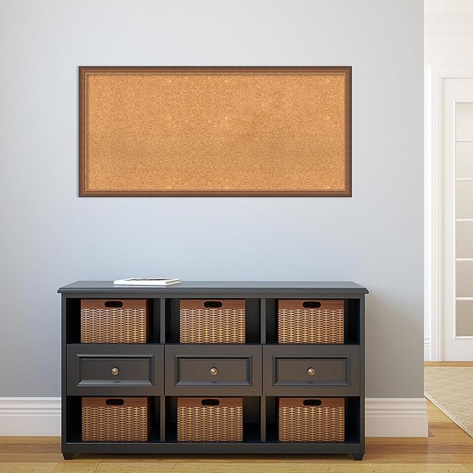 Amanti Art Natural Cork Board for Wall, 22x46 Vision Board with Bronze Frame, Oversize Corkboard Office Decor for Home Organization, Modern Corkboard Pinboard to Display Items for Home Organization-DeskLoop Office