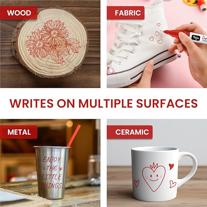 Permanent Markers Ultra Fine Tip, 30 Pack Red Quick-Drying and Fade-Resistant Permanent Markers Bulk Set for Writing and Drawing on Wood, Plastic, Metal, Glass, Ideal for Office School Supplies-DeskLoop Office