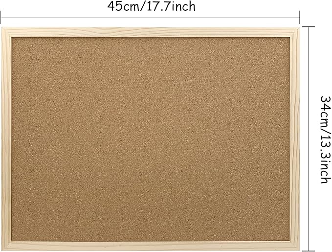 Cork Bulletin Board, 17.7X 13.3 Inches with Oak Wood Finish Frame, Wall Mounted for Office Home and School(Pins, Eye Bolts, gaskets, Screws)-DeskLoop Office