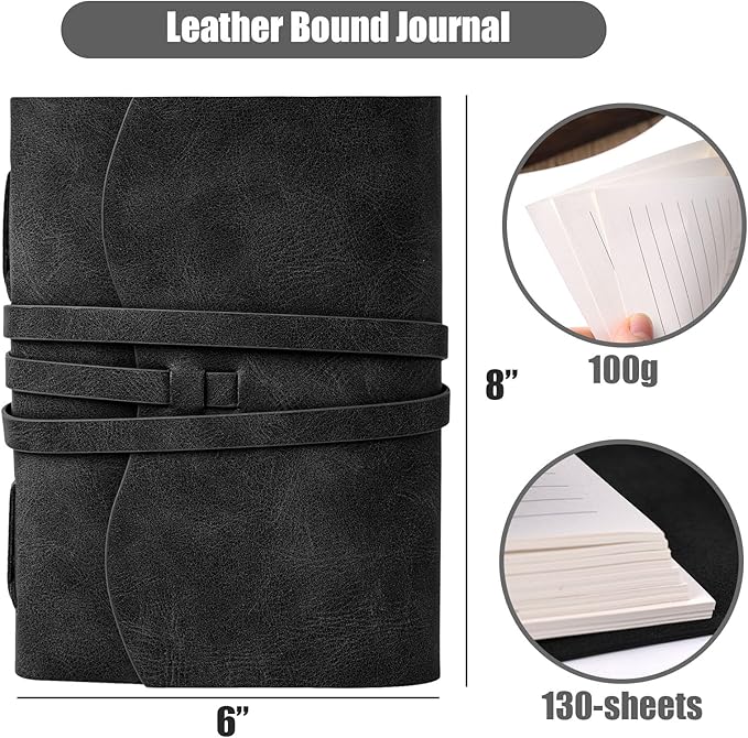 Leather Journal Notebook,260 Pages 5x7 Inches Leather Bound Journal, Vintage Notebook, Personal Journal