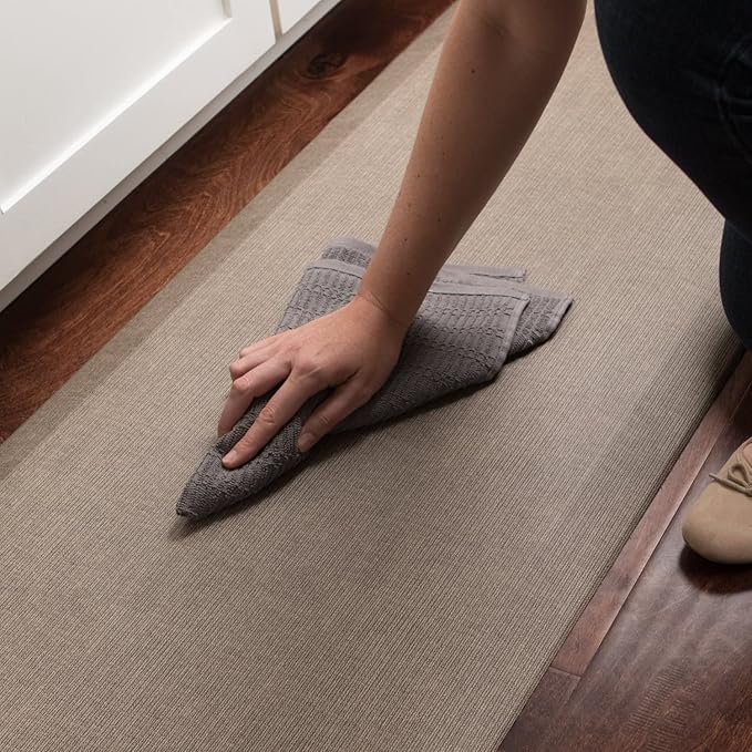 GelPro Ergo-Foam Cushioned Anti-Fatigue Standing Kitchen Floor Mat, Padded Stain-Resistant, Waterproof, Non-Slip Comfort Padded Desk/Office Mat - 20" x 72", Grasscloth Pecan-DeskLoop Office
