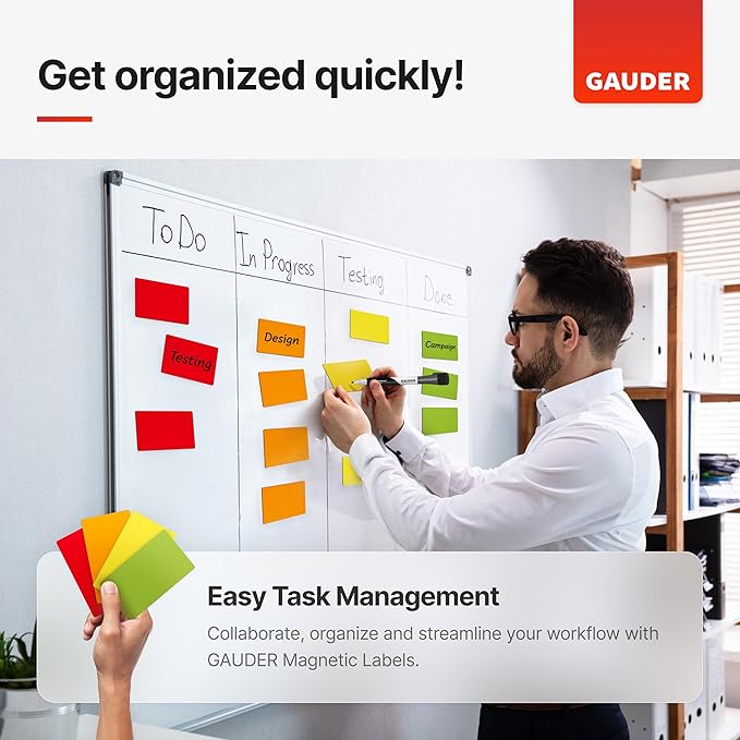 GAUDER Magnetic Dry Erase Labels | 90x Magnetic Labels (3 Inches x 1 Inch) | Dry Erase Magnets for Classroom, Whiteboard and Blackboard-DeskLoop Office