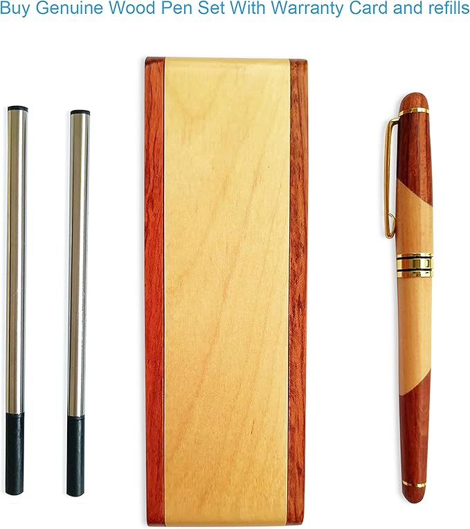 Best Wooden Gel Pen Gift Set with Handmade Rollerball Designer Pen Holder Box and Refills, Business Ballpoint Pen with Fancy Journaling Pen Display Case-DeskLoop Office