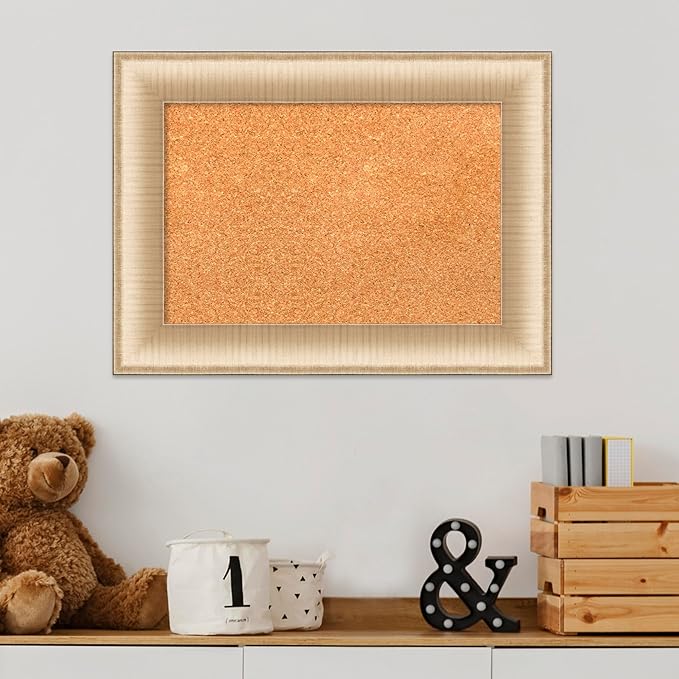 Amanti Art Natural Cork Board for Wall, 17x23 Vision Board with Gold Frame, Small Corkboard Office Decor for Home Organization, Casual Corkboard Pinboard to Display Items for Home Organization in-DeskLoop Office