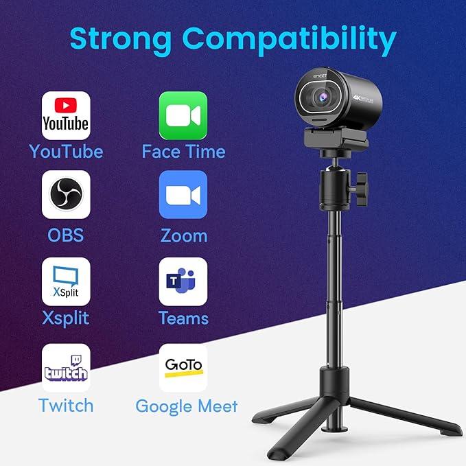 EMEET S600 4K Webcam for Streaming - Sony 1/2.5'' Sensor, PDAF Autofocus, 1080P@60FPS, 2 Noise Reduction Mics, Built-in Privacy Cover, 73° FOV, Streaming Camera for Live Commerce/Gaming/Beauty-DeskLoop Office