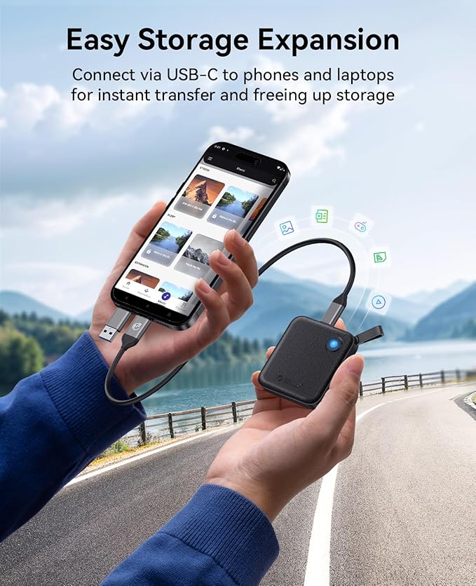 ORICO Portable SSD 256 GB with 2 in 1 USB C Cable, External Solid State Drives, Up to 460MB/s, Status Indicator, Reliable Storage for USB-C Smartphone, Tablet, PC - B5PLUS-DeskLoop Office