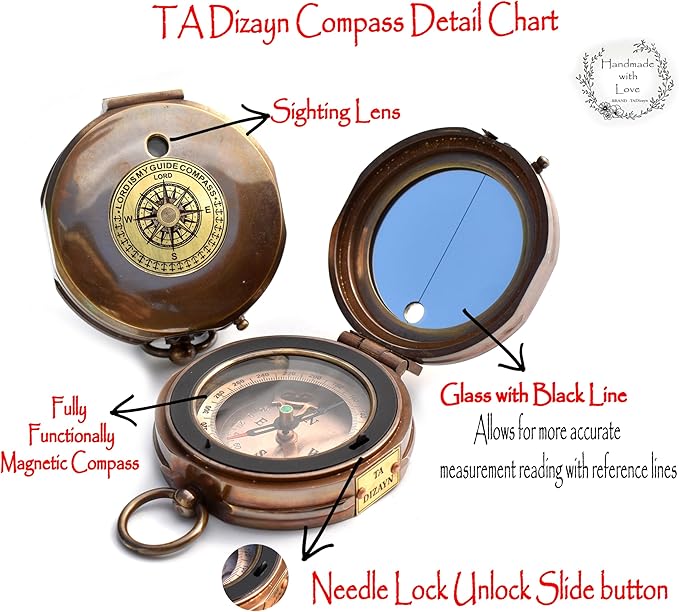 Trust in The Lord With All Your Heart - Proverbs 3:5-6 Quote Engraved Compass With Wooden Box, Greeting Card, Gift Compass, Graduation Day Gifts 2024 for Women Men Boys Girls-DeskLoop Office