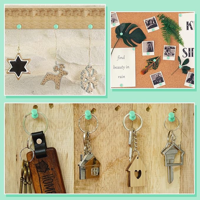 220 Count Green Push Pins, Standard Plastic Head Steel Point Thumb Tacks Decorative Push Pins for Cork Board Wall Hanging-DeskLoop Office