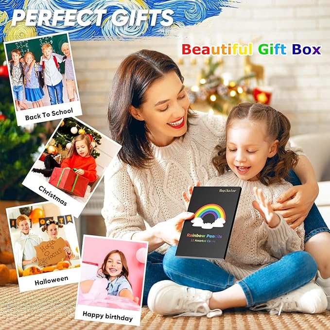 School Supplies for Teachers, 12 Color Rainbow Pencils Colored Pencils for Kid, Drawing School Supplies Fun Art Teen Girl Gifts Trendy Stuff, Art Supplies Stocking Stuffers for Kids-DeskLoop Office