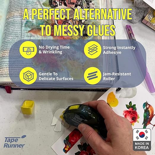 Tape Runner - Double Sided Adhesive with Dispenser Roller Included - Acid Free, Sticky, Clear & Transparent - Ideal for Scrapbooking, Crafts & More - Boomerang (417 inches per cartridge), 5 Cartridges-DeskLoop Office