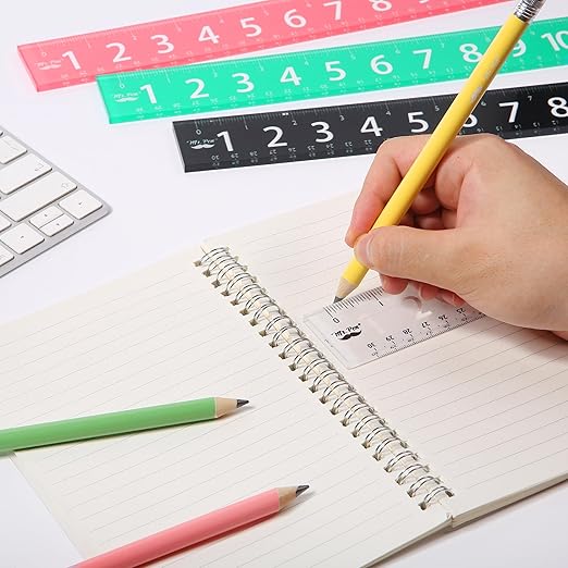 Mr. Pen- Plastic Rulers with Large Numbers, 12-Inch, 4 Pack, Metric & Imperial, Colorful Rulers for Kids, Ruler 12 Inch, Metric Ruler, mm Ruler, Rulers 12 Inch Ruler, Rulers for Kids-DeskLoop Office