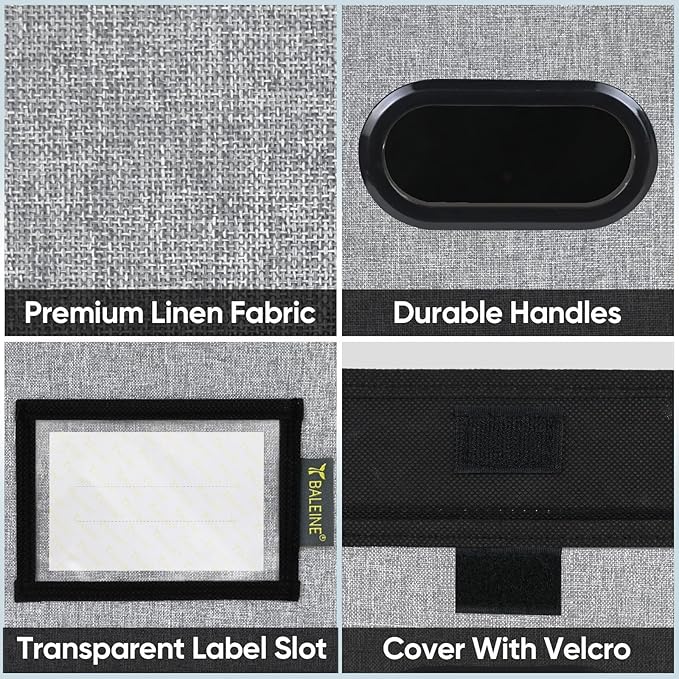 BALEINE File Organizer Box with Lid, Collapsible File Folder Organizer with Plastic Slide, Hanging File Folder Box for Office Document Storage (2 Pack, Grey)-DeskLoop Office