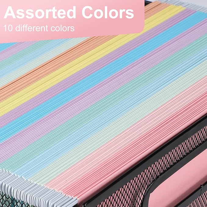 Hanging File Folders, 50 Pack Letter Size Hanging File folders with 1/5-cut Tabs, Stay Organized for Your Home and Office Bulk File, Documents and Paper, Macaron 10 Colors-DeskLoop Office