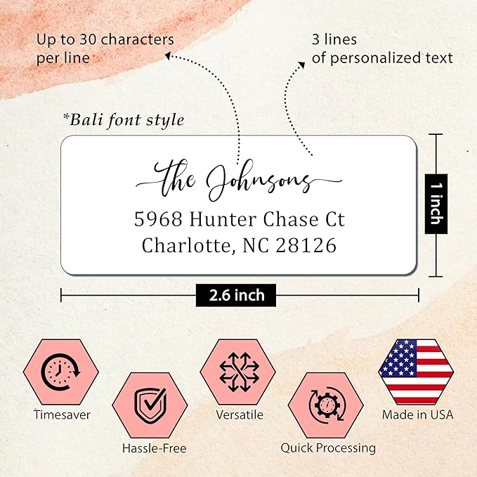 Personalized Return Address Labels Simple - Set of 240 Elegant Custom Mailing Labels for Envelopes, Self Adhesive Flat Sheet Rectangle Personalized Name Stickers (White)-DeskLoop Office