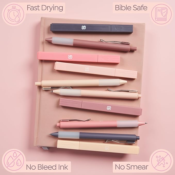 BLIEVE Aesthetic Highlighters and Gel Pens And Soft Tip, No Bleed Dry Fast Easy to Hold, for Bible Journaling Planner Notes School Office Supplies (Morandi)-DeskLoop Office