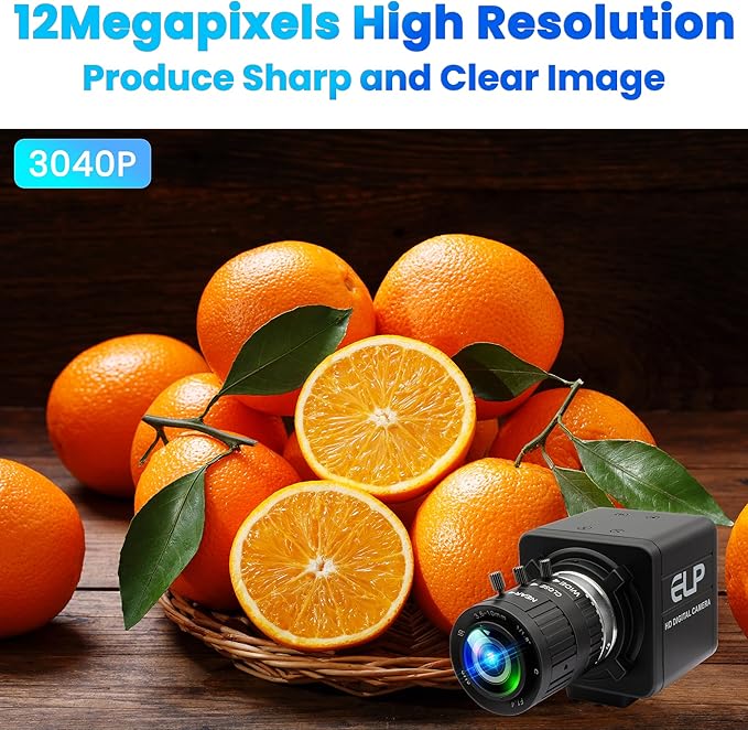 USB Camera 4K 12 Megapixels USB Webcam 1080P 120fps High Speed Golf Swing Cam with 3X Manual Optical Zoom Lens Close up PC Computer Plug and Play for Live Streaming Industrial Project Meeting-DeskLoop Office