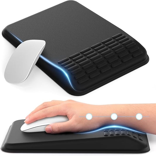 MEKASS Ergonomic Mouse Pad with Wrist Support, Wrist Rest Mousepad for Carpal Tunnel Pain Relief, Memory Foam with Massage Design, Non-Slip PU Base for Office and Home (Classic Black)-DeskLoop Office