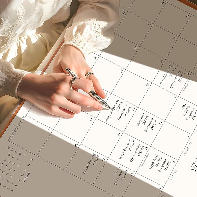 Simplified Desk Calendar 2025-2026 with Desktop Mat, Cabbrix Large Desk Pad Calendar 21" x 16-1/2" from July 2025 to December 2026, Desk Blotter Calendar for Home School and Office (Brown)-DeskLoop Office