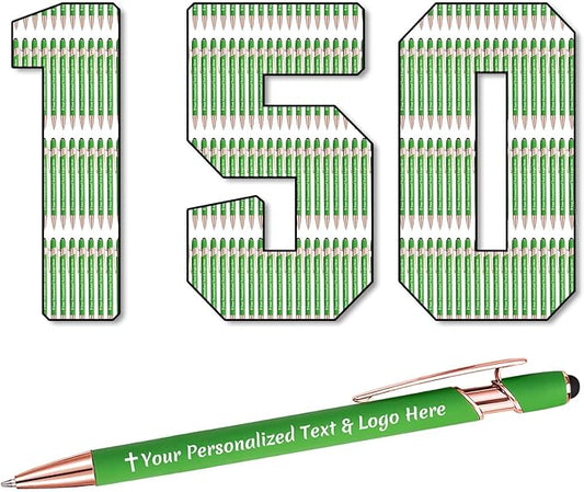 STREADVE 150 Personalized Custom Pens Engraved Writing Pen with Name Logo, Customized Promotional Items Stylus Pen Gifts for Men Women Realtor Nurse Wedding Business, Green-DeskLoop Office