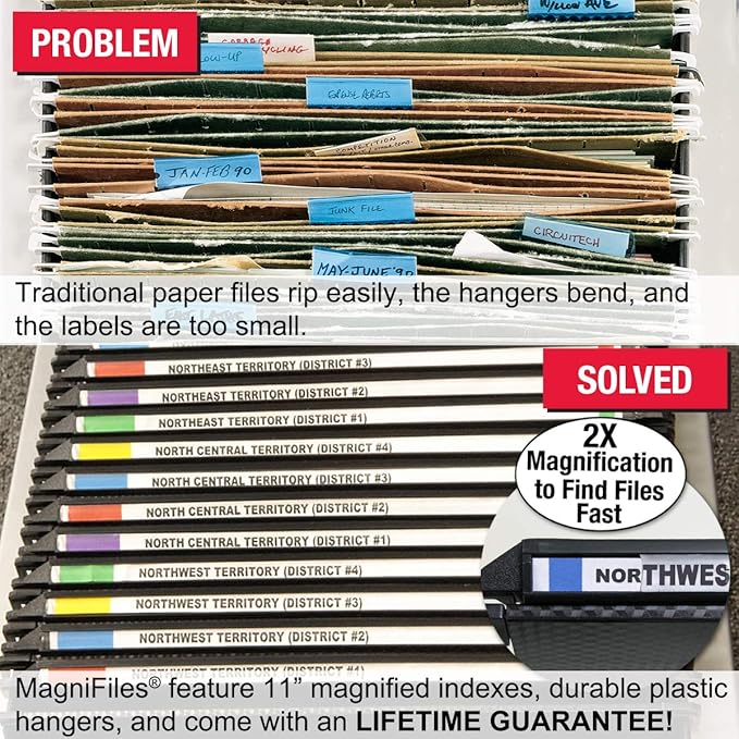 Ultimate Office MagniFile Hanging File Folders (Black, V-Base Letter, Set of 5)-DeskLoop Office