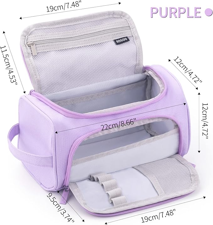 HVOMO Big Capacity Pencil Case High Large Storage Pouch Marker Pen Case Travel Simple Stationery Bag School College Office Organizer for Teens Girls Adults Student(N Purple)-DeskLoop Office