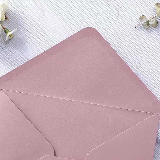 PONATIA 50 PCS/Pack A7 Envelopes, 5.25 x 7.25'' Matte Dusty Rose Envelope - Image 9