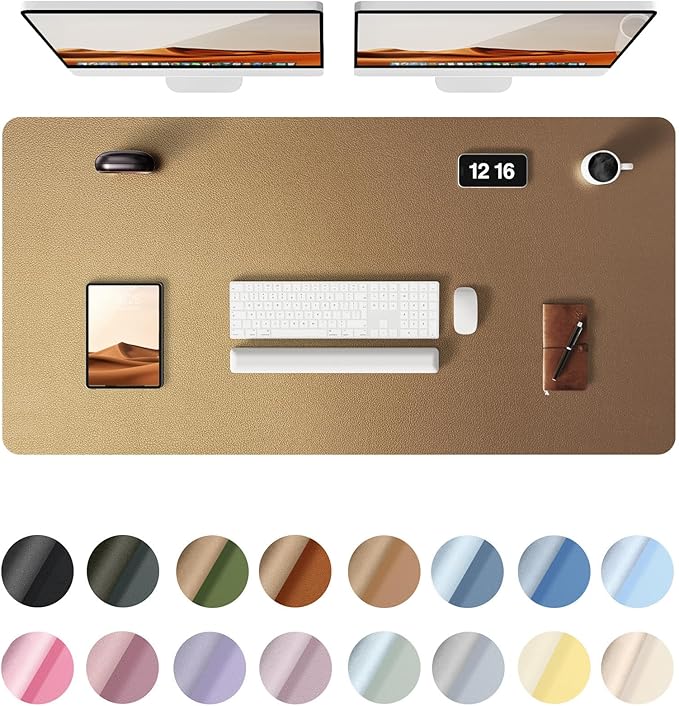 YSAGi Leather Desk Pad Protector, Office Desk Mat, Large Mouse Pad, Non-Slip PU Leather Desk Blotter, Laptop Desk Pad, Waterproof Desk Writing Pad for Office and Home (Bronze, 47.2" x 23.6")-DeskLoop Office