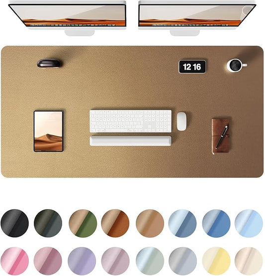 YSAGi Leather Desk Pad Protector, Office Desk Mat, Large Mouse Pad, Non-Slip PU Leather Desk Blotter, Laptop Desk Pad, Waterproof Desk Writing Pad for Office and Home (Bronze, 47.2" x 23.6")-DeskLoop Office