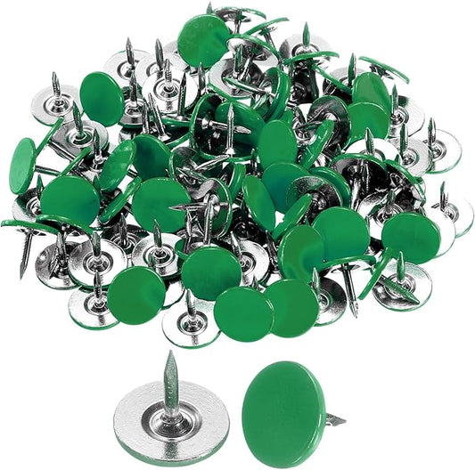 uxcell 150Pcs Upholstery Tacks, 11mmx10mm Flat Head Thumb Tack Decorative Furniture Nails Push Pins for Furniture Sofa Headboards, Green-DeskLoop Office
