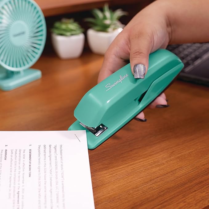 Swingline Stapler, 20 Sheet Capacity, 545 Desktop Stapler, Spring Green (S7054514)-DeskLoop Office