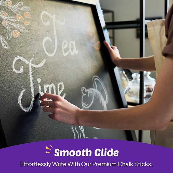 kedudes Chalk for Kids - 24 Pack Colored Chalks for Chalkboard - 12 Pack of Dustless White Chalks and 12 Pack of Assorted Colors - Chalk for Kids and Toddlers - 2 Boxes, White and Multicolor-DeskLoop Office