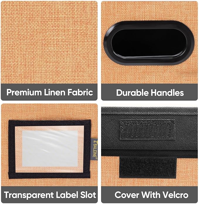 BALEINE File Organizer Box with Lid, Collapsible File Folder Organizer with Plastic Slide, Hanging File Folder Box for Office Document Storage (1 Pack, Orange)-DeskLoop Office