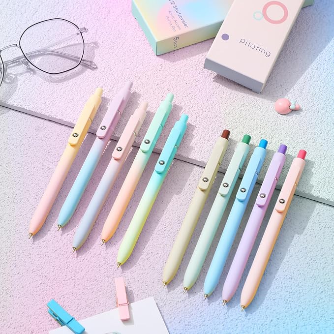 Epakh Gel Pens, 10 Pcs 0.5mm Quick Dry Black Ink Fine Point Smooth Writing Pens High End Series Retractable Aesthetic Ballpoint for Office School Supplies Women Men Gifts(Macaron Color,Classic)-DeskLoop Office