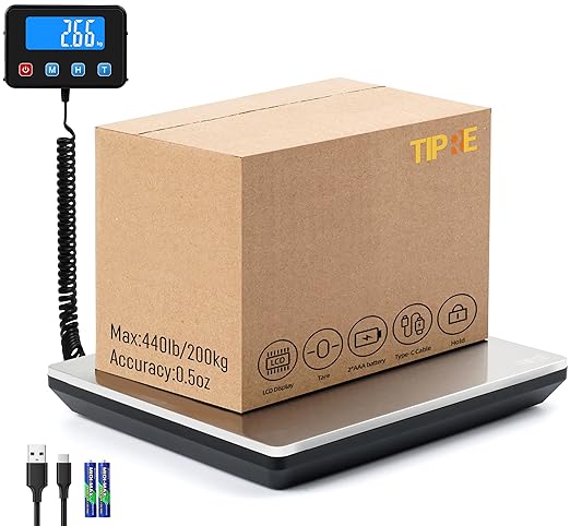 Digital Shipping Postal Scale 0.5 oz High Accuracy!440lb Commercial Weight Scale for Package, Small Business, Mail, Warehouse, Home, Battery & Charging Cable Included-DeskLoop Office