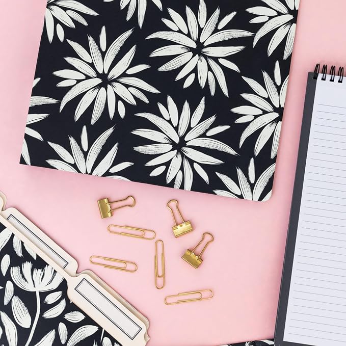 Steel Mill & Co. Set of 9 File Folders, Hand Drawn Black Floral | Thick Sturdy - Image 6