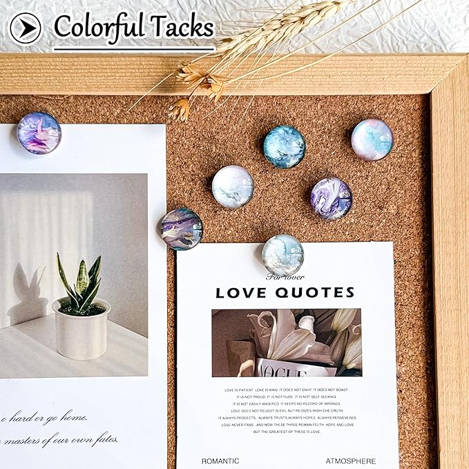 24Pcs Push Pins,Decorative Push Pins for Bulletin Board,Thumb Tacks for Cork Board, Cork Board Thumbtacks, Decorative Thumb Tacks for Class Organisation,Home,Office Decor(Marble Pattern)-DeskLoop Office