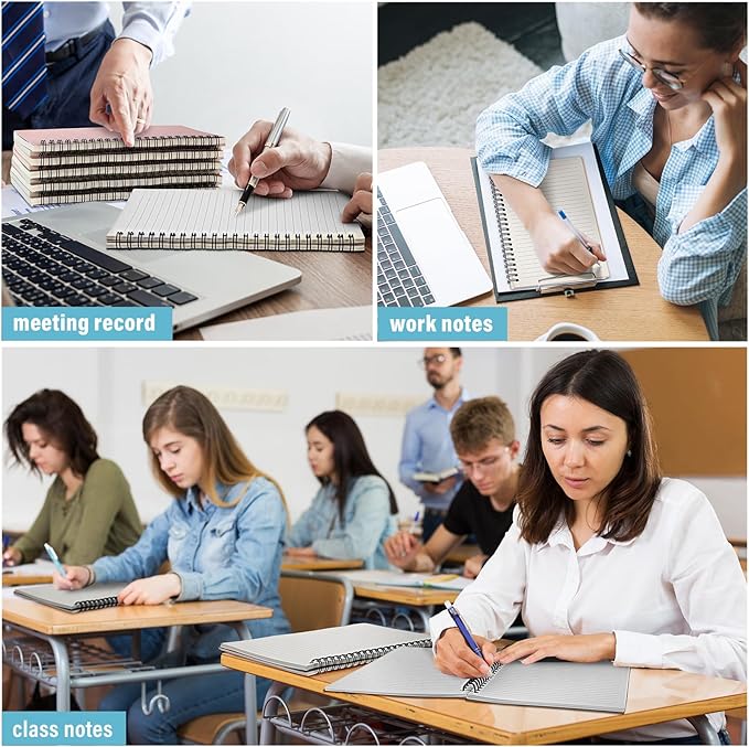 Fuutreo 12 Pcs Spiral Notebook for Work A5 8.3 x 5.7 Inch College Ruled Spiral Journal Notebook Kraft Cover Ruled Paper, 12 Color, 60 Sheets, 120 Pages for Office School(Vintage Color)-DeskLoop Office