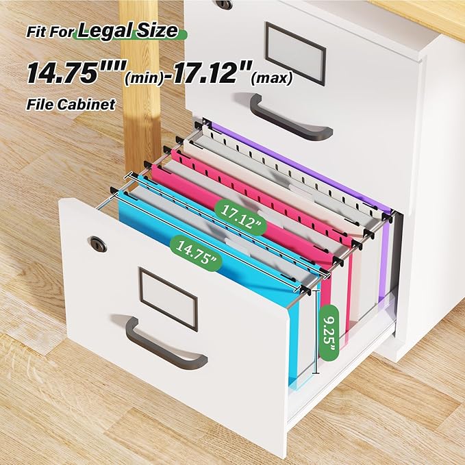 Extra Capacity Legal Size Plastic Hanging File Folders,12 Pack Reinforced Legal Hanging Folder with Heavy Duty 2 Inch Expansion,Filing Cabinet Folder,for Bulky Files, Medical Charts,Assorted Color-DeskLoop Office