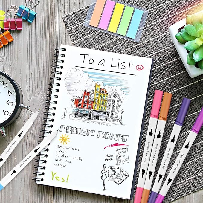 Soucolor Teacher Appreciation Gifts, College Graduation Gifts, 36 Colors Dual Tip Art Brush Markers Pens for Adult Coloring Books Kids Note taking Planner Lettering Drawing Preppy School Stuff-DeskLoop Office