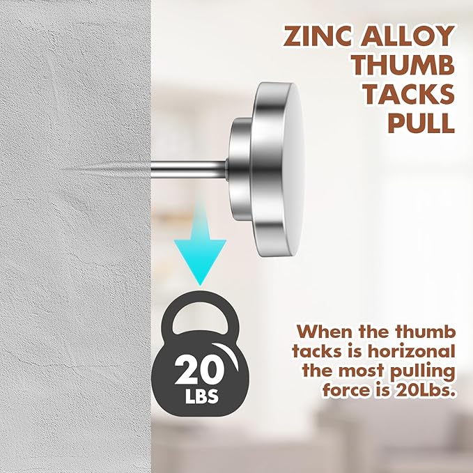 15 Pieces of Silver Tacks, Metal Tacks for Wall, Metal Push Pins, Picture Hanging, Push Pins for Wall Bulletin Board Decorative-DeskLoop Office