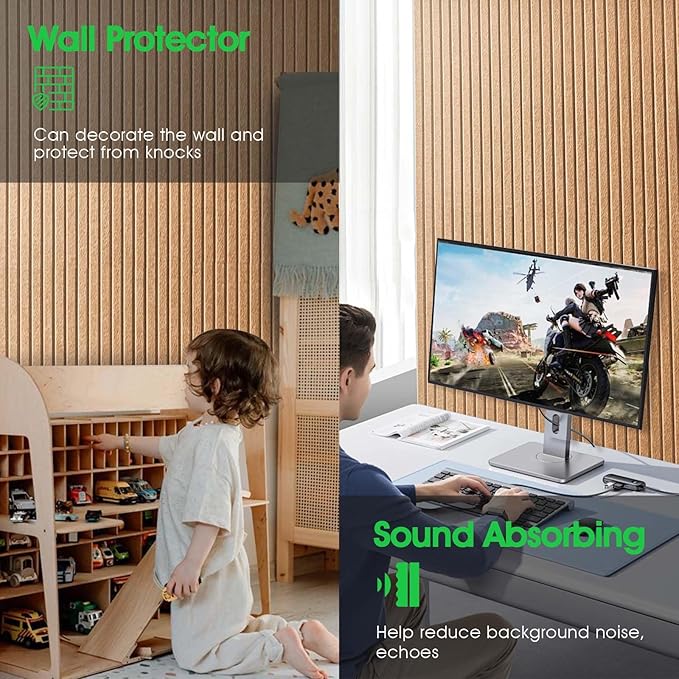 Large Cork Board for Office, 8 Pack Felt Wall Tiles with Slat Wall Paneling and Safe Removable Adhesive Tabs, Felt Bulletin Board Pin Board Cork Boards for Walls (Deep Camel)-DeskLoop Office