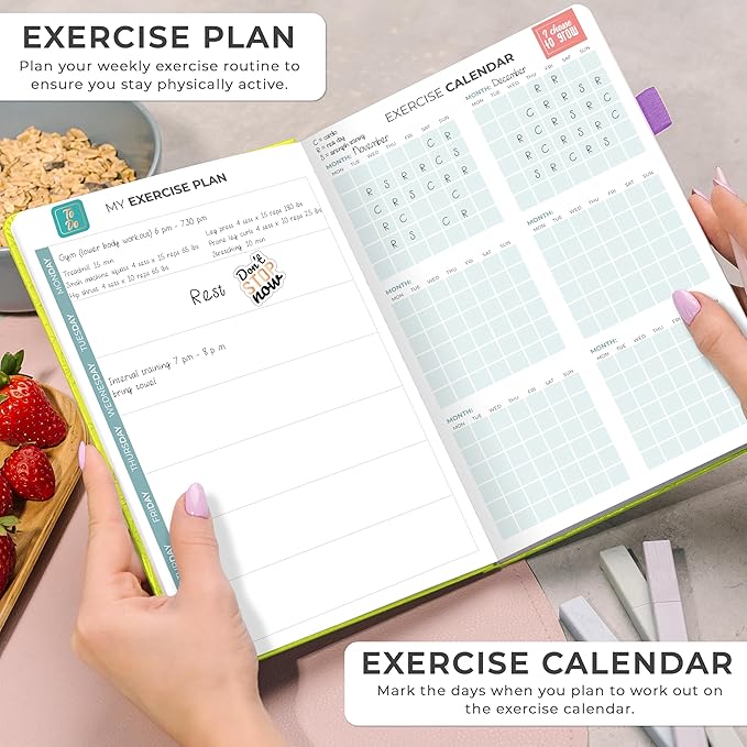 Clever Fox Weekly Meal Planner - Weekly & Daily Meal Prep Journal with Shopping and Grocery Lists for Menu Planning, Healthy Diet & Weight Loss Tracking, Lasts 1 Year, Undated, A5 - Neon Yellow-DeskLoop Office