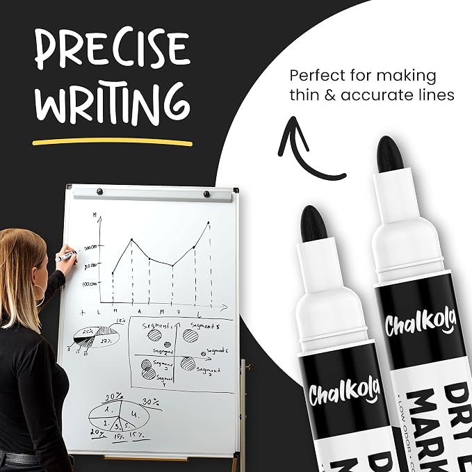 Chalkola Black Dry Erase Markers Fine Tip Bulk Pack of 60, Back to School - Image 8