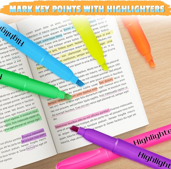 Aigybobo 120 Pack Highlighters in 6 Assorted Colors, Chisel Tip Dry-Quickly Highlighters Bulk, No Bleed Highlighter Markers for Kids Adults, Classroom Teachers Must Haves, School Office Supplies-DeskLoop Office