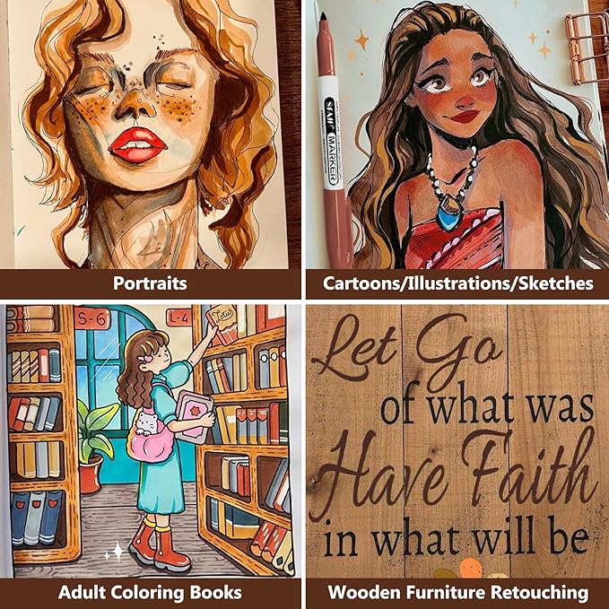 SFAIH 24 Skin Tone Permanent Markers - Assorted Portrait Colors, Fine Point Permanent Markers for Portrait, Figure, Animals, Trees Painting, Coloring Book, Decorate Wood, Quick Drying, Fade Resistant-DeskLoop Office