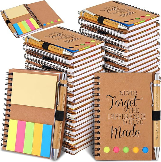 30 Sets Employee Appreciation Gifts Bulk Inspirational Spiral Notebooks with Sticky Notes Motivational Journals Ballpoint Pens Thank You Gifts for Teacher Nurse Coworker (30, Forget)-DeskLoop Office